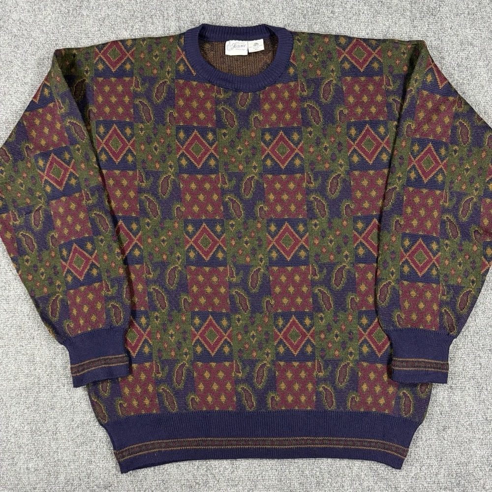 Maglificio Florence Sweater Mens XL Wool Paisley Multicolor Vintage